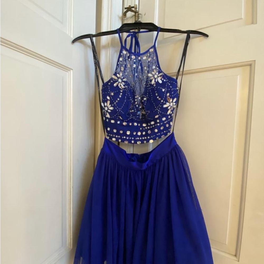 Blue two-piece formal dress, size 1/2.